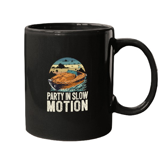 Motorboat Drinking Party In Slow Motion Pontooning Lake Life 1 Mugs
