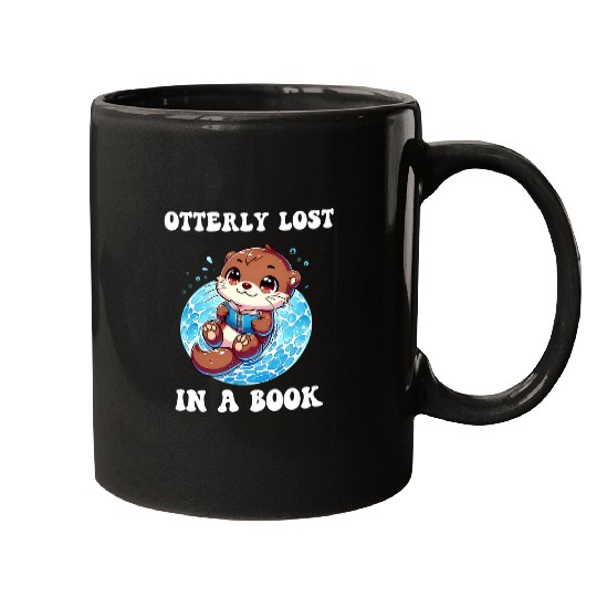 Cute Swimming Otter Book Reading Kids Mugs