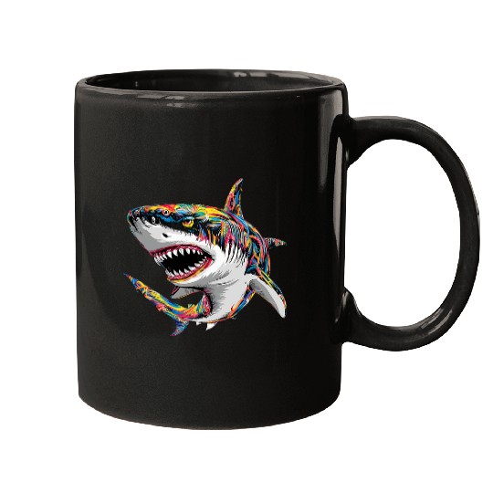 Cool Retro Shark in Sunglasses 70s 80s 90s Funny Shark Mugs