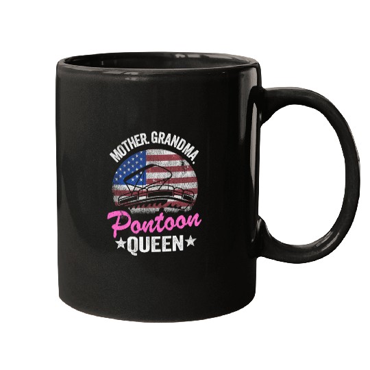 Mother Grandma Pontoon Queen Mom American Flag Women Pontoon 1 Mugs