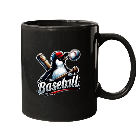 Funny Lets Go Penguin Playing Baseball 2 Mugs