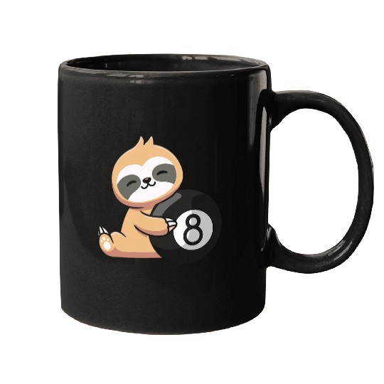 Sloth Billiard Cute Sloth Holding Billiard Ball Sport Mugs