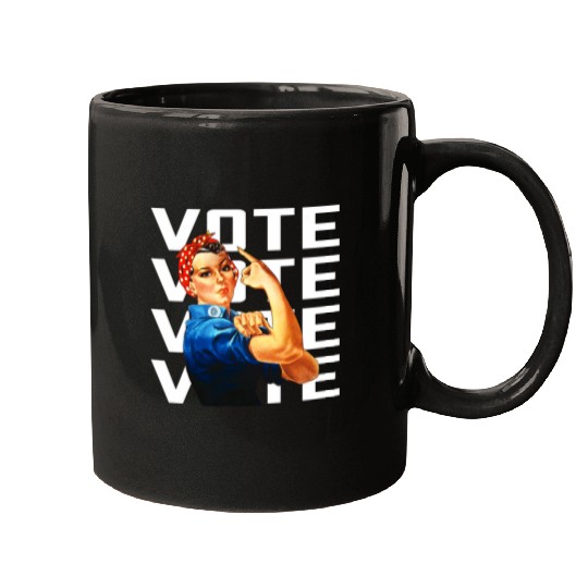 Vote Womens Equal Rights Rosie the Riveter Worker Solidarity Mugs