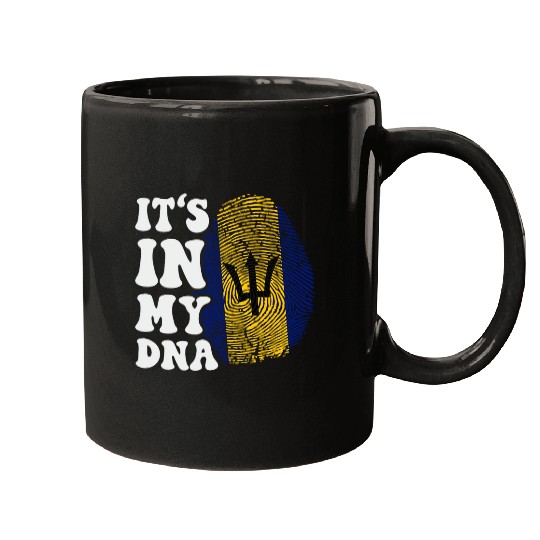 Funny its in my DNA Barbados flag Fingerprint Mugs