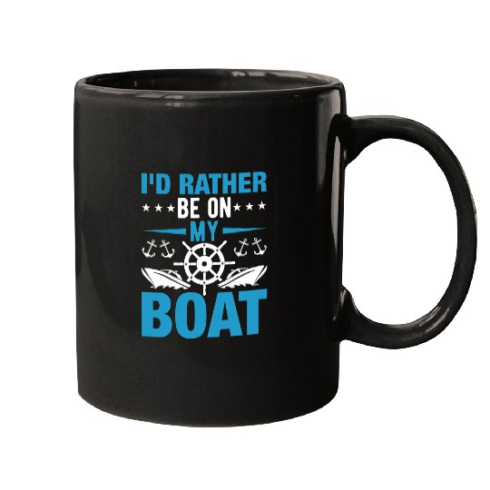 Id Rather Be on My Boat Funny Motorboat Yacht Boat Captain Mugs