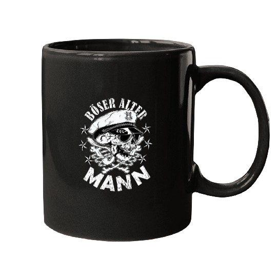 Mens Evil Old Man Skull Motor Boat Ship Captain Mugs