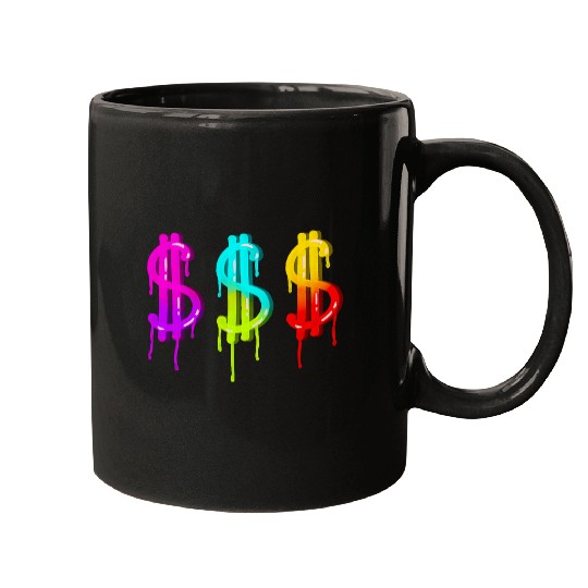 Dollar Sign Art in Graffiti Sprayer Style Mugs