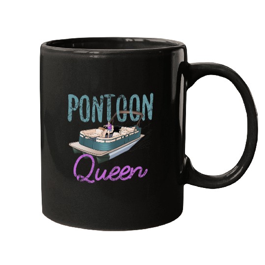 Pontoon Queen Fun Boat Lake Captain 1 Mugs