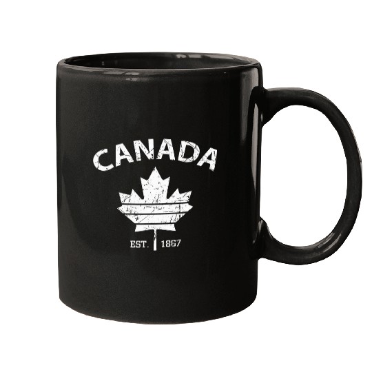 Canada Flag Maple Leaf Proud Canadian Est 1867 vintagess Mugs