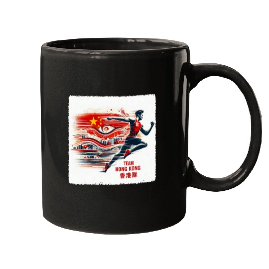 GO TEAM HONG KONG GO Bauhinia Hong Kong Flag Running 1 Mugs