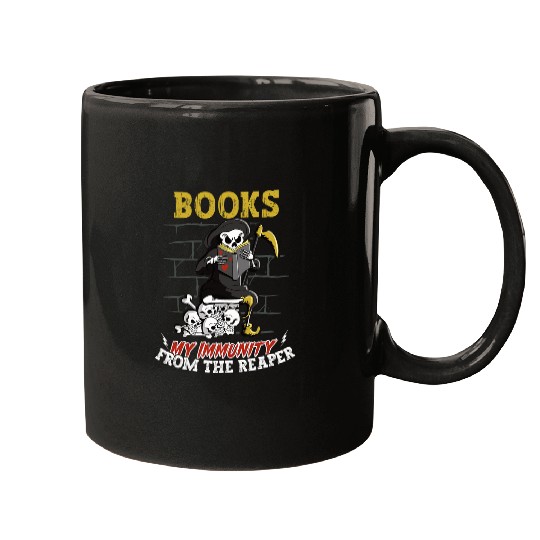 Reading Grim Reaper Book Lover Literature Dark Humor Mugs