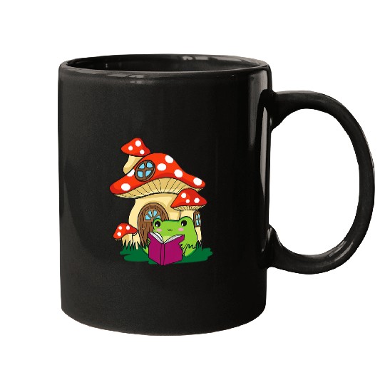 Cottagecore Aesthetic Kawaii Frog Reading A Book Mushroom 7 Mugs