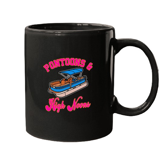 Pontoons And High Noons Funny Meme Funny Summer Boat Party 2 Mugs