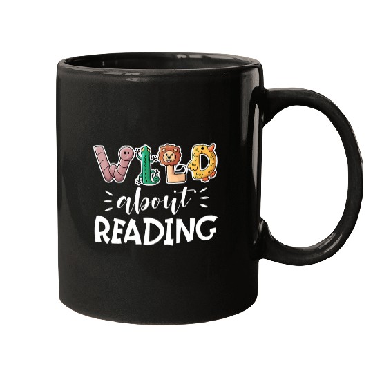 Wild About Reading Teacher book lovers and Cute Animals Mugs