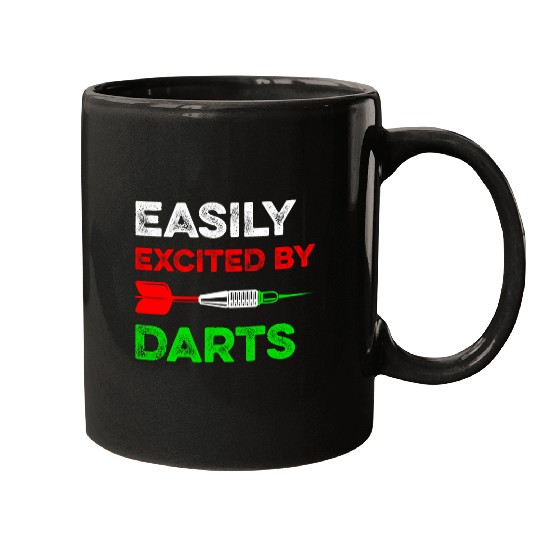 Easily Excited By Darts Funny Dart Team Player Dart League Mugs