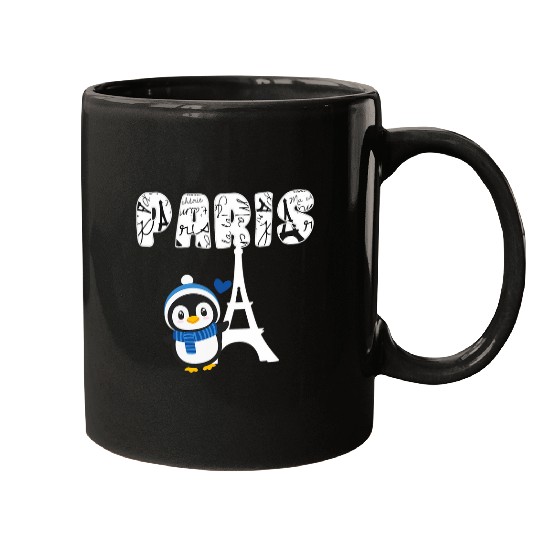 Paris Cute Adorable Penguin I Love Paris France Travel Mugs