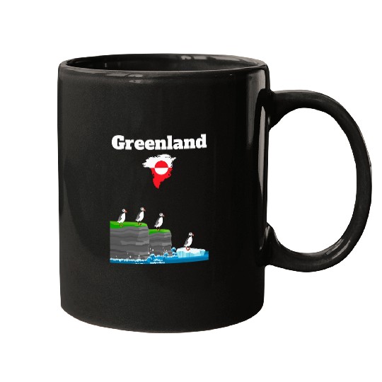 Greenland trip souvenir Puffin Colony Cliffs Greenland map Mugs