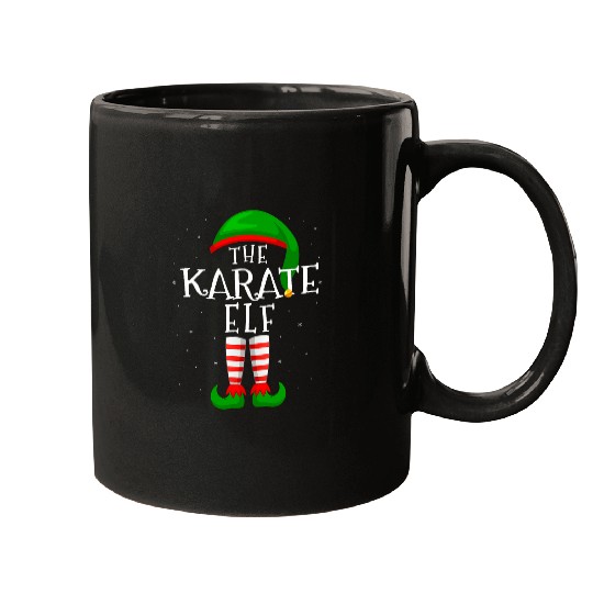The Karate Elf Funny Matching Family Group Christmas Mugs