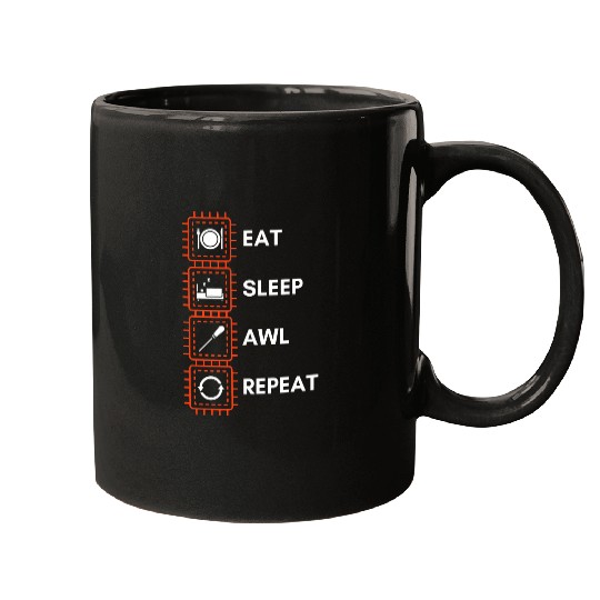 Funny Leather Craftsman Sewing Eat Sleep Awl Repeat Mugs