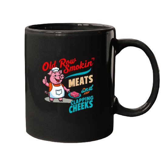Old Row Smokin Meats And Clapping Cheeks Funny 3 Mugs