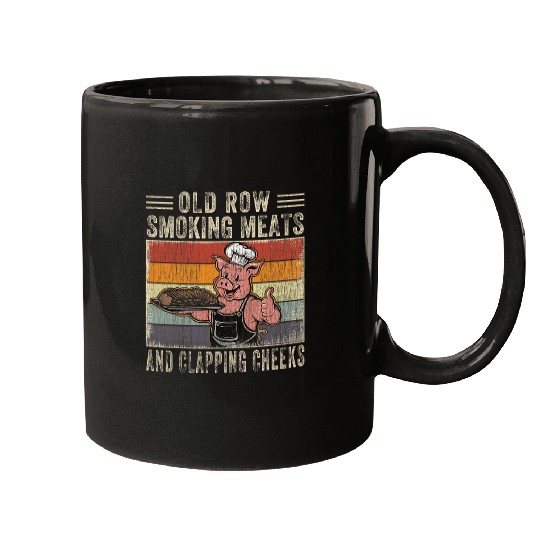 Old Row Smokin Meats And Clapping Cheeks Funny BBQ Grilling Mugs
