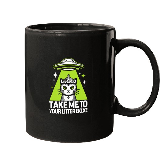 Alien Cat Invasion Cat Conspiracy Theories Mugs