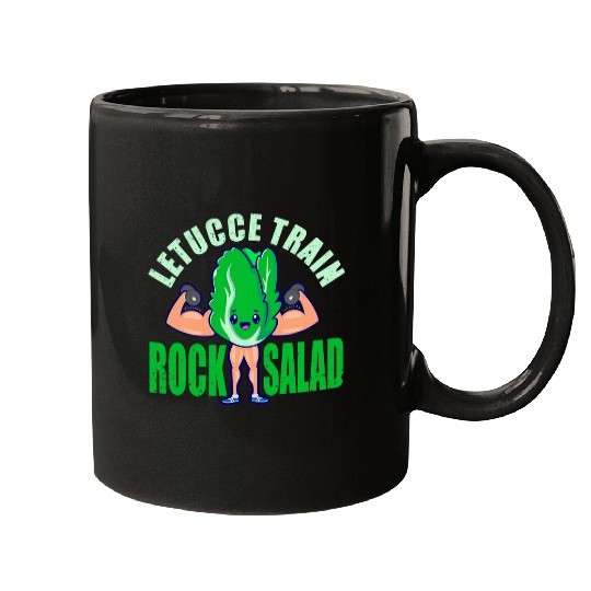 Let us train rock salad fun lettuce gym weightlifting vegan Mugs
