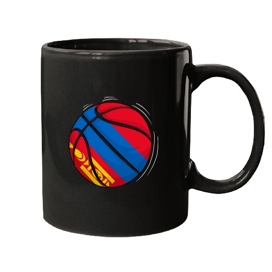 Basketball Ball With The Flag Of Mongolia Mugs