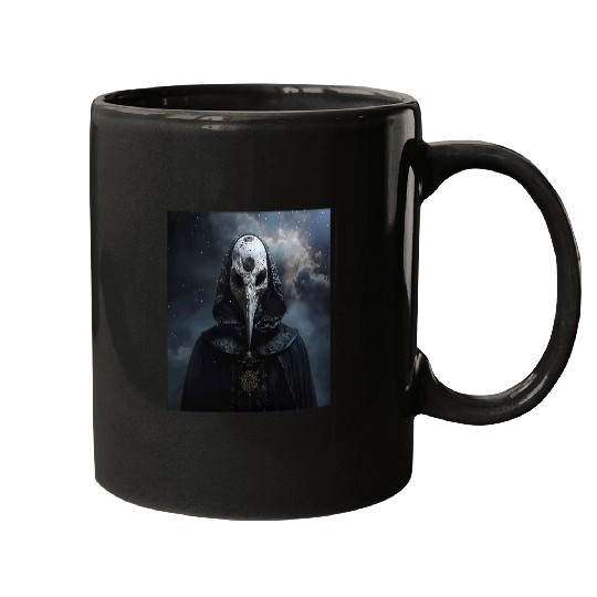 Dark Atmosphere Moon Outer Space Stars Plague Doctor Art Mugs