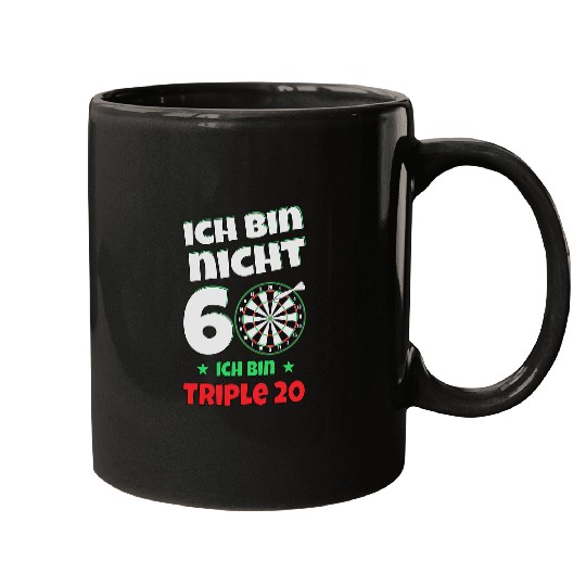 Ich Bin Nicht 60 Ich Bin Triple 20 60th Birthday Darts Mugs