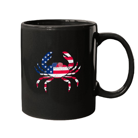 Patriotic Crab vintagess Usa American Flag 4th of July Desing Mugs