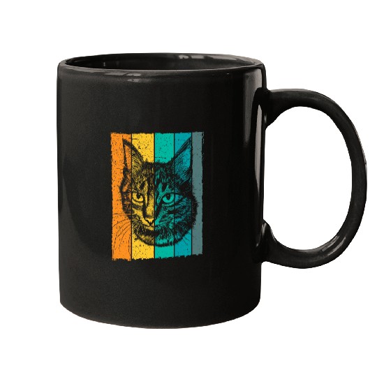Cat face drawing retro Mugs
