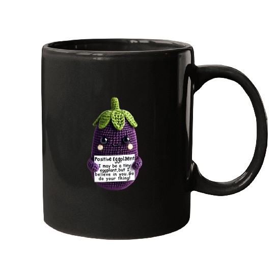 Funny Positive Eggplant Knitted Eggplant Crochet Motivation Mugs