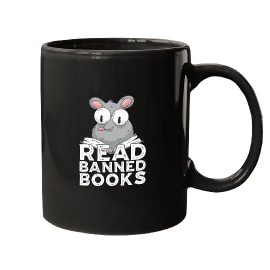 Read Banned Books Rat Reading Books Mugs