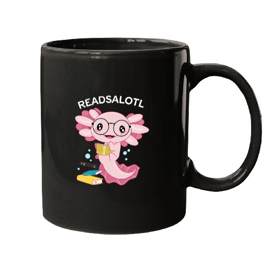 Readsalotl Funny Axolotls Reading Book Bookworm Pink Axolotls Mugs