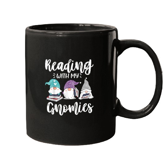 Reading With My Gnomies Funny Gnomes Book Lover Nerd Mugs