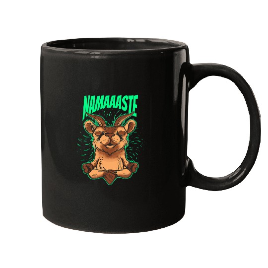 Goatss namaste yoga figure hindu culture india lotus seat Mugs
