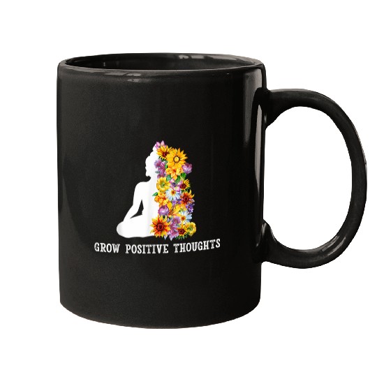 Grow Positive Thoughts Floral Buddha Meditation Flower Yoga Mugs