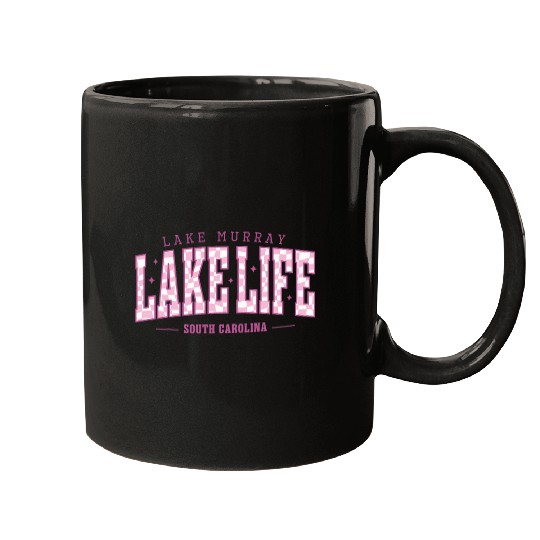 Lake Life Checkerboard Lake Murray Summer Vacation Boat Babe Mugs