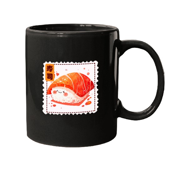Cute Sushi Japanese Food Postage Stamp Kawaii Aesthetic Mugs