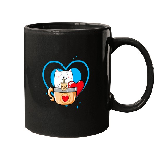 Cute Kawaii Cat Boba Bubble Milk Tea Anime Kitten Mugs