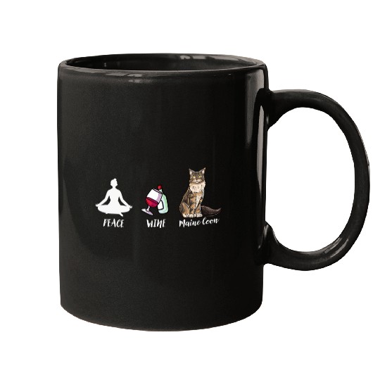 Cute Main Coon Cat Design Peace Wines Maine Coon Mugs