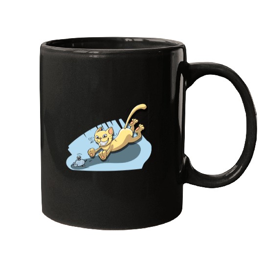 Cat Running After Rat - Tom and Jerry Illustration Mugs