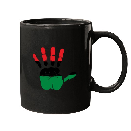 Pan African Flag Hand Print Sign Afro- American Mugs
