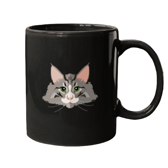 grey cat Mugs