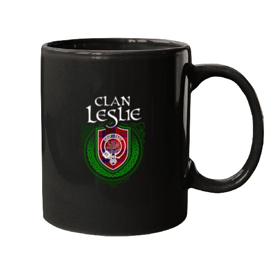 Leslie Surname Scottish Clan Tartan Crest Badge Mugs