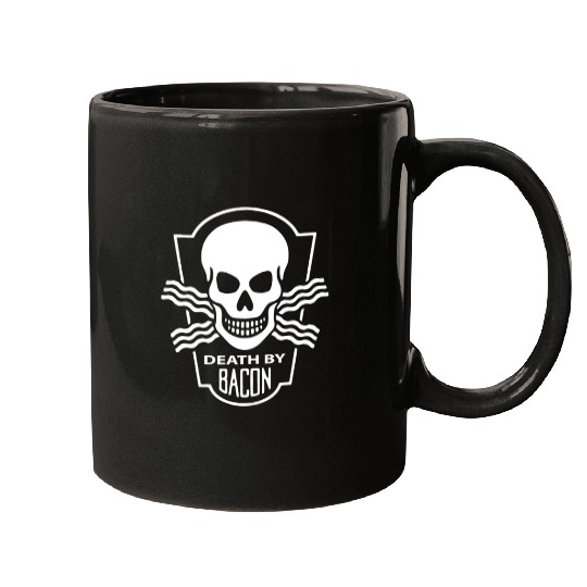 Death By Bacon Funny Skull Mugs