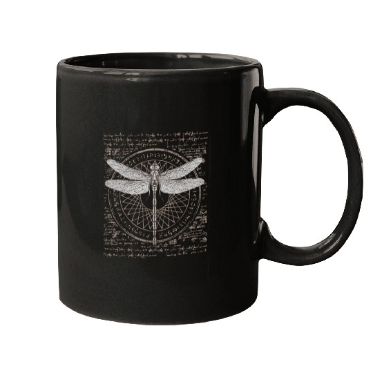 Ancient Science Dragonfly Study Alchemy Symbol Mugs