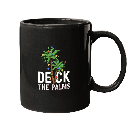 Deck The Palm Tree Lights Tropical Hawaii Family Mugs