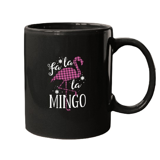 Fa La La Mingo Flamingo Christmas Mugs Pink